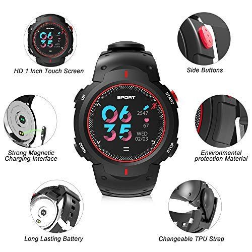  CicoYinG Sport Watch,Bluetooth Smart Watchs,Watch Sport with Heart Rate Monitor,Touchscreen Sport Watches with Sleep Monitor Step Calorie Counter Waterproof Smart Watches Fitness Tracker fo