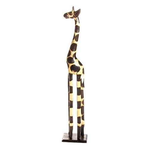  Ciffre 30cm Holz Giraffe Holzgiraffe Deko Afrika Style Handarbeit Fair Trade Natur Farbe + Gluecksbringer Armband