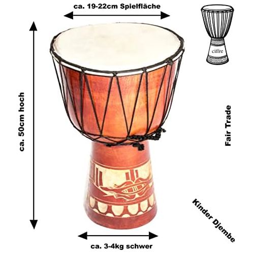  [아마존베스트]Ciffre Large Djembe Drum Bongo Goat Skin Elephant Wood A2