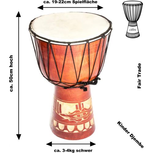  [아마존베스트]Ciffre Large Djembe Drum Bongo Goat Skin Elephant Wood A2