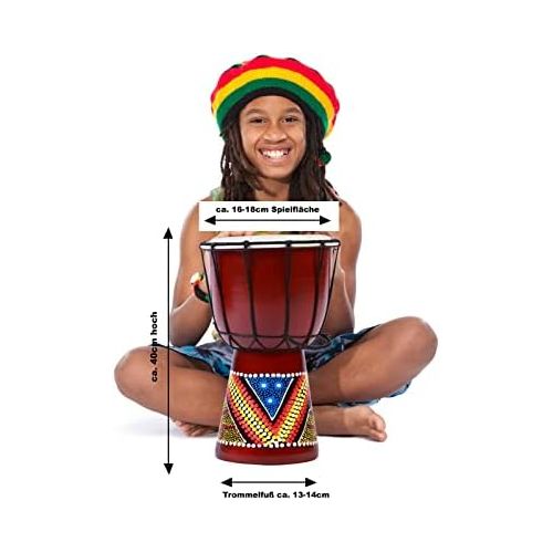 [아마존베스트]Ciffre 40 cm Beginners Djembe Drum Bongo Wood Colourful Painted