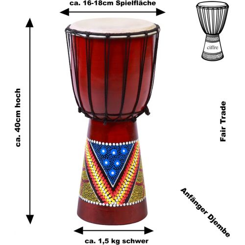  [아마존베스트]Ciffre 40 cm Beginners Djembe Drum Bongo Wood Colourful Painted