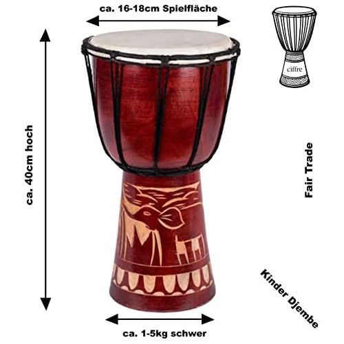  [아마존베스트]Ciffre Djembe Drum Bongo Africa Art Elephant Brown Super Sound 40 cm