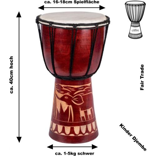  [아마존베스트]Ciffre Djembe Drum Bongo Africa Art Elephant Brown Super Sound 40 cm
