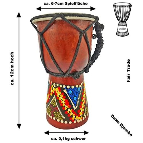  [아마존베스트]Ciffre Childrens Djembe Bongo Drum 30 cm 25 cm 20 cm 15 cm 12 cm Colourful Painted + Instructions (may not be in English)