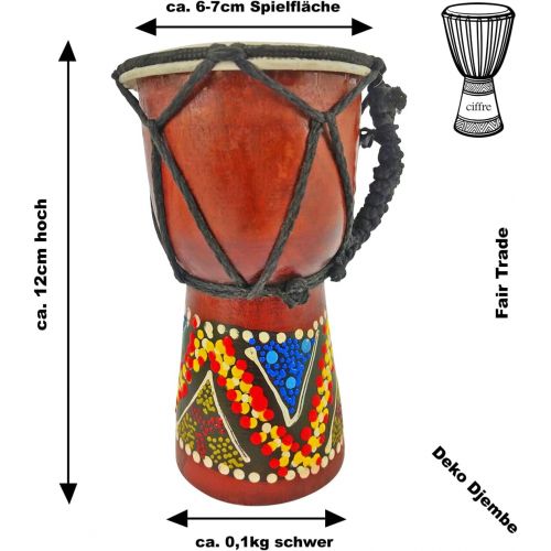  [아마존베스트]Ciffre Childrens Djembe Bongo Drum 30 cm 25 cm 20 cm 15 cm 12 cm Colourful Painted + Instructions (may not be in English)