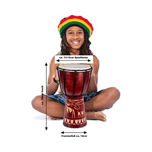  [아마존베스트]Ciffre Medium Childrens Djembe/Bongo Drum 30cm Elephant Wood A2