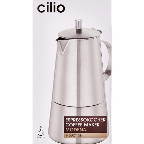  Cilio Espressokocher Modena, 4 Tassen, Edelstahl, Induktion geeignet