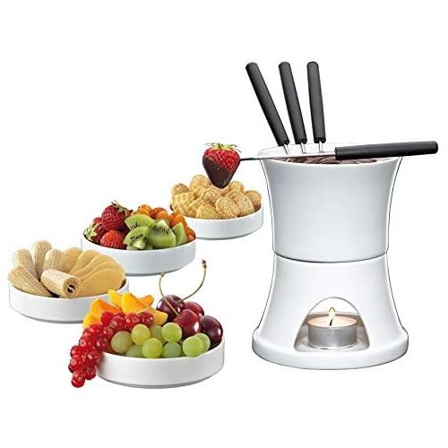  Cilio Schokoladen-Fondue Set 10-teilig, Porzellan, weiss, Ø 12cm