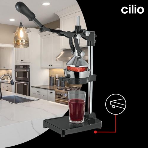  Cilio All-Purpose Commercial Grade Manual Citrus Juicer, Extractor, and Juice Press (Black)