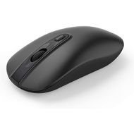 [아마존베스트]Wireless Computer Mouse, Cimetech 2.4G Slim Cordless Mouse Less Noise for Laptop Ergonomic Optical with Nano Receiver USB Mouse for Laptop, Deskbtop, MacBook (BAT Black)