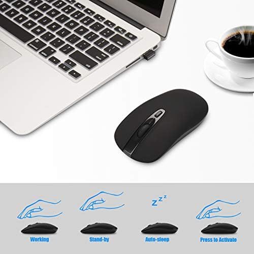  [아마존베스트]Wireless Computer Mouse, Cimetech 2.4G Slim Cordless Mouse Less Noise for Laptop Ergonomic Optical with Nano Receiver USB Mouse for Laptop, Deskbtop, MacBook (BAT Black)