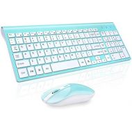 [아마존베스트]Wireless Keyboard Mouse Combo, Cimetech Compact Full Size Wireless Keyboard and Mouse Set 2.4G Ultra-Thin Sleek Design for Windows, Computer, Desktop, PC, Notebook, Laptop - (Turqo