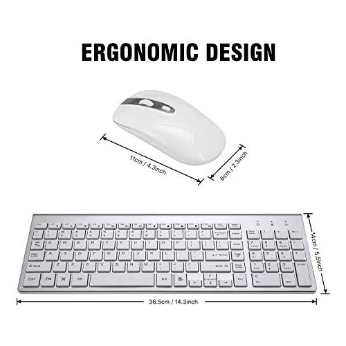  [아마존베스트]Wireless Keyboard Mouse Combo, Cimetech Compact Full Size Wireless Keyboard and Mouse Set 2.4G Ultra-Thin Sleek Design for Windows, Computer, Desktop, PC, Notebook, Laptop - Silver