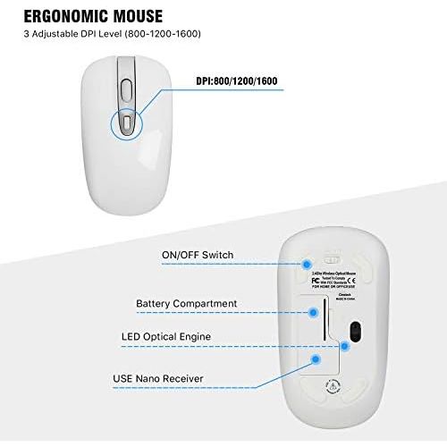  [아마존베스트]Wireless Keyboard Mouse Combo, Cimetech Compact Full Size Wireless Keyboard and Mouse Set 2.4G Ultra-Thin Sleek Design for Windows, Computer, Desktop, PC, Notebook, Laptop - Silver