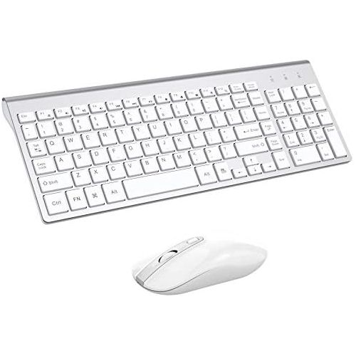  [아마존베스트]Wireless Keyboard Mouse Combo, Cimetech Compact Full Size Wireless Keyboard and Mouse Set 2.4G Ultra-Thin Sleek Design for Windows, Computer, Desktop, PC, Notebook, Laptop - Silver