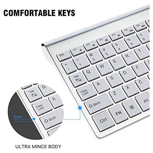  [아마존베스트]Wireless Keyboard Mouse Combo, Cimetech Compact Full Size Wireless Keyboard and Mouse Set 2.4G Ultra-Thin Sleek Design for Windows, Computer, Desktop, PC, Notebook, Laptop - Silver