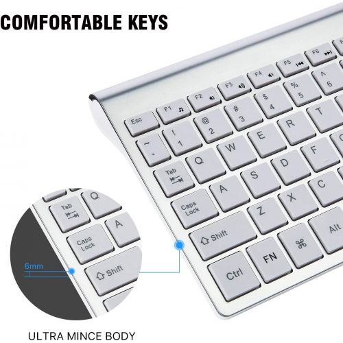  [아마존베스트]Wireless Keyboard Mouse Combo, Cimetech Compact Full Size Wireless Keyboard and Mouse Set 2.4G Ultra-Thin Sleek Design for Windows, Computer, Desktop, PC, Notebook, Laptop - Silver