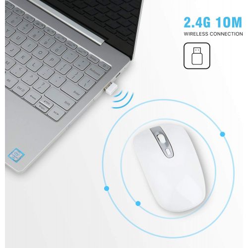  [아마존베스트]Wireless Keyboard Mouse Combo, Cimetech Compact Full Size Wireless Keyboard and Mouse Set 2.4G Ultra-Thin Sleek Design for Windows, Computer, Desktop, PC, Notebook, Laptop - Silver