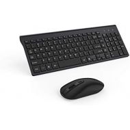 [아마존베스트]Wireless Keyboard Mouse Combo, Cimetech Compact Full Size Wireless Keyboard and Mouse Set 2.4G Ultra-Thin Sleek Design for Windows, Computer, Desktop, PC, Notebook - (Black)