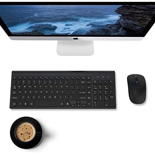  [아마존베스트]Wireless Keyboard Mouse Combo, Cimetech Compact Full Size Wireless Keyboard and Mouse Set 2.4G Ultra-Thin Sleek Design for Windows, Computer, Desktop, PC, Notebook - (Black)