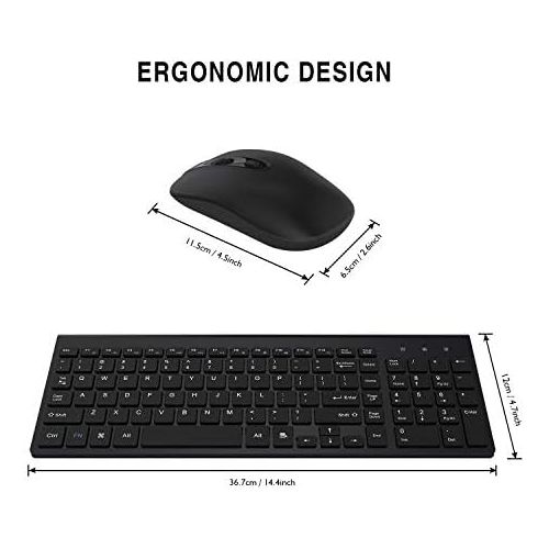  [아마존베스트]Wireless Keyboard Mouse Combo, Cimetech Compact Full Size Wireless Keyboard and Mouse Set 2.4G Ultra-Thin Sleek Design for Windows, Computer, Desktop, PC, Notebook - (Black)