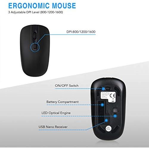  [아마존베스트]Wireless Keyboard Mouse Combo, Cimetech Compact Full Size Wireless Keyboard and Mouse Set 2.4G Ultra-Thin Sleek Design for Windows, Computer, Desktop, PC, Notebook - (Black)