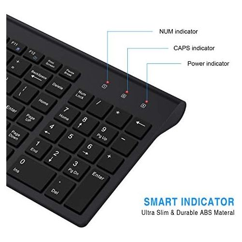  [아마존베스트]Wireless Keyboard Mouse Combo, Cimetech Compact Full Size Wireless Keyboard and Mouse Set 2.4G Ultra-Thin Sleek Design for Windows, Computer, Desktop, PC, Notebook - (Black)