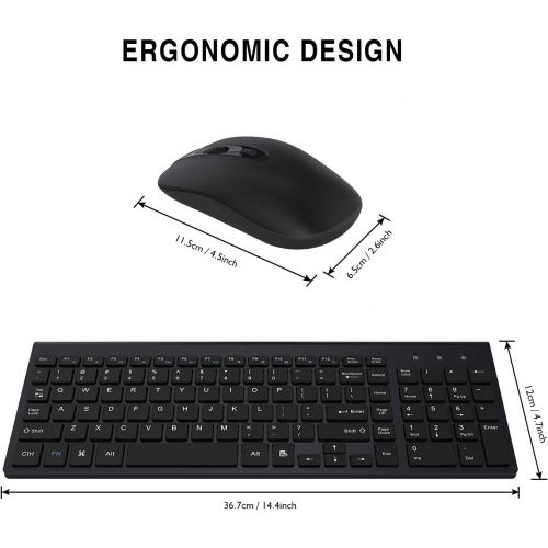  [아마존베스트]Wireless Keyboard Mouse Combo, Cimetech Compact Full Size Wireless Keyboard and Mouse Set 2.4G Ultra-Thin Sleek Design for Windows, Computer, Desktop, PC, Notebook - (Black)