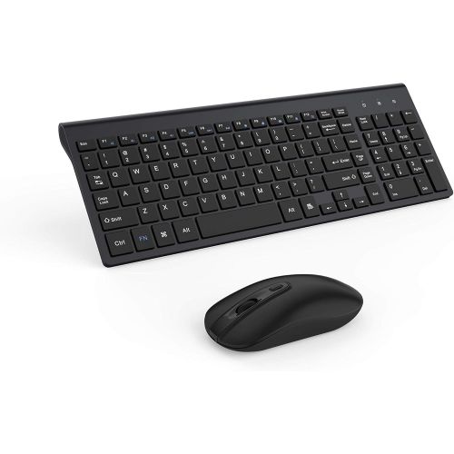  [아마존베스트]Wireless Keyboard Mouse Combo, Cimetech Compact Full Size Wireless Keyboard and Mouse Set 2.4G Ultra-Thin Sleek Design for Windows, Computer, Desktop, PC, Notebook - (Black)