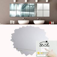 Cinhent Wall Stickers - 9 × Mirror Tile PVC Wall Sticker Square Self Adhesive Room Decor Stick On Modern Art, 5.9 inch, 2019 Decorative Design (5.9 Inch, 0.1mm Thickness)