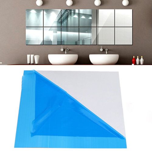  Cinhent Wall Stickers - 9 × Mirror Tile PVC Wall Sticker Square Self Adhesive Room Decor Stick On Modern Art, 5.9 inch, 2019 Decorative Design (5.9 Inch, 0.1mm Thickness)