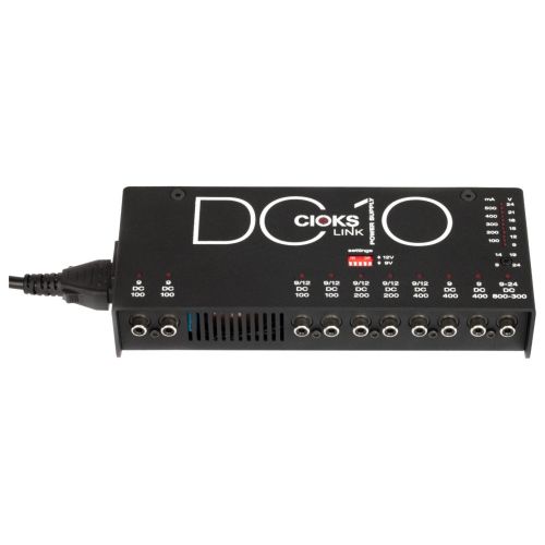  Cioks CIOKS DC10 Link 9V, 12V, 24V DC Universal Power Supply with 10 Isolated Outputs and 17 Flex Cables for Effect Pedals - Compatible with Radial Tonebones, EHX, Line 6 M9, Blackstar O