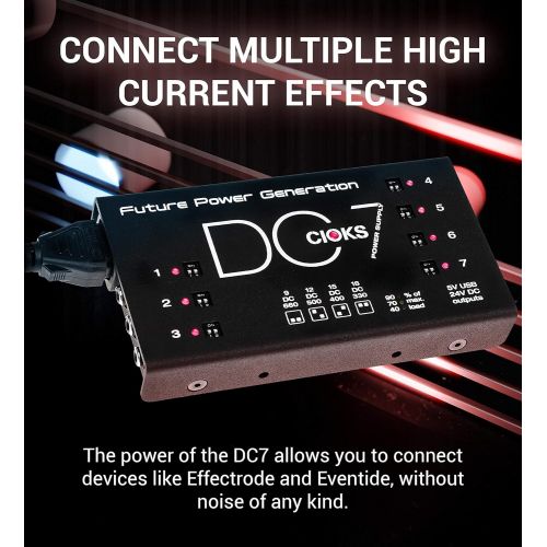  Cioks CIOKS DC7 Future Power Generation 9V / 12V / 15V / 18V DC Universal Power Supply with 7 Isolated Outputs and 5V USB Outlet for Effect Pedals