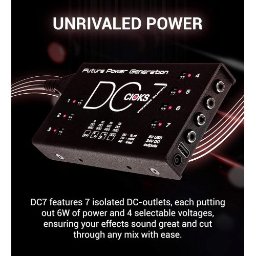  Cioks CIOKS DC7 Future Power Generation 9V / 12V / 15V / 18V DC Universal Power Supply with 7 Isolated Outputs and 5V USB Outlet for Effect Pedals