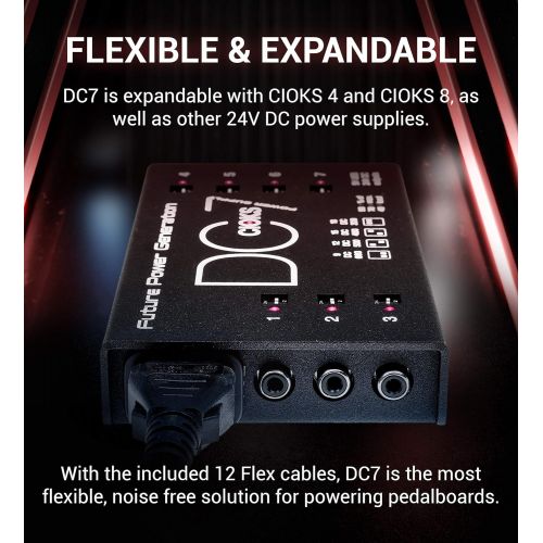  CIOKS DC7 Future Power Generation 9V / 12V / 15V / 18V DC Universal Power Supply with 7 Isolated Outputs and 5V USB Outlet for Effect Pedals