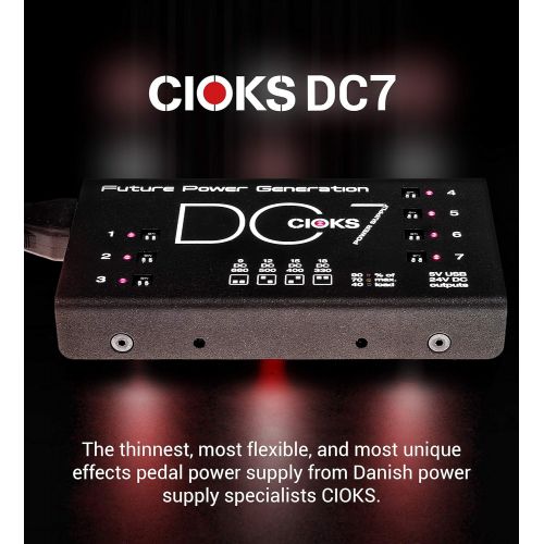  CIOKS DC7 Future Power Generation 9V / 12V / 15V / 18V DC Universal Power Supply with 7 Isolated Outputs and 5V USB Outlet for Effect Pedals