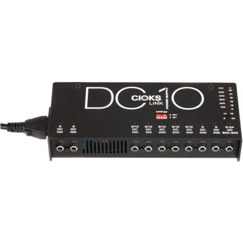  CIOKS DC10 Link 9V, 12V, 24V DC Universal Power Supply with 10 Isolated Outputs and 17 Flex Cables for Effect Pedals - Compatible with Radial Tonebones, EHX, Line 6 M9, Blackstar O