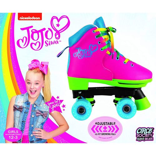  Circle Society Classic Adjustable Indoor & Outdoor Childrens Roller Skates - JoJo Siwa Rainbow - Sizes 12-3