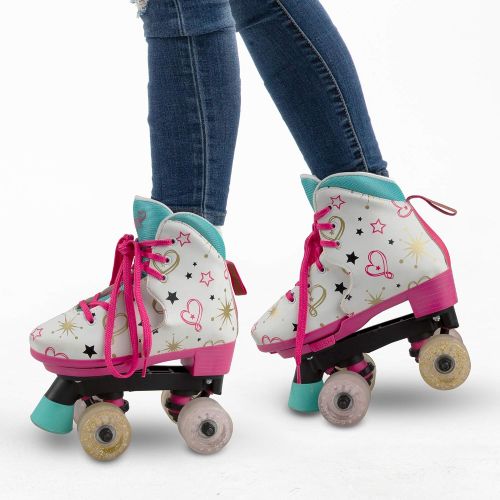  Circle Society Classic Adjustable Indoor & Outdoor Childrens Roller Skates - JoJo Siwa Party in Pink - Sizes 3-7, Multicolor