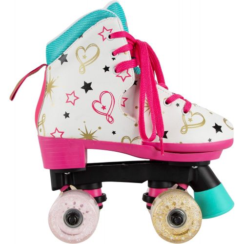  Circle Society Classic Adjustable Indoor & Outdoor Childrens Roller Skates - JoJo Siwa Party in Pink - Sizes 3-7, Multicolor