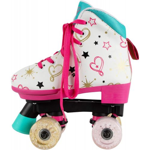  Circle Society Classic Adjustable Indoor & Outdoor Childrens Roller Skates - JoJo Siwa Party in Pink - Sizes 3-7, Multicolor