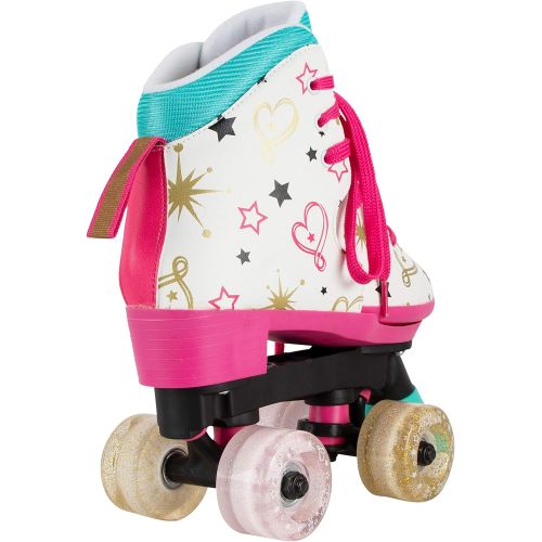  Circle Society Classic Adjustable Indoor & Outdoor Childrens Roller Skates - JoJo Siwa Party in Pink - Sizes 3-7, Multicolor