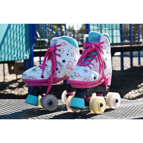  Circle Society Classic Adjustable Indoor & Outdoor Childrens Roller Skates - JoJo Siwa Party in Pink - Sizes 3-7, Multicolor