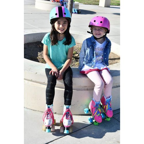  Circle Society Classic Adjustable Indoor & Outdoor Childrens Roller Skates - JoJo Siwa Party in Pink - Sizes 3-7, Multicolor