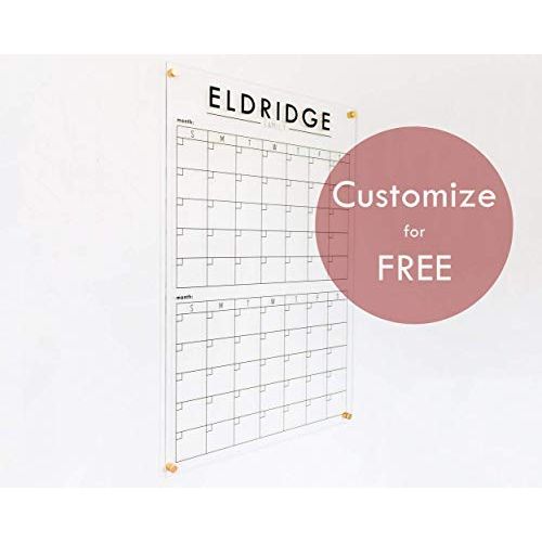  Circle and Square Decor Custom Clear Acrylic Double Month Calendar - 26x38 Dry Erase Wall Calendar - dry erase family calendar, 2018 Calendar, personalized gift, planner, family command center