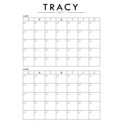  Circle and Square Decor Custom Clear Acrylic Double Month Calendar - 26x38 Dry Erase Wall Calendar - dry erase family calendar, 2018 Calendar, personalized gift, planner, family command center