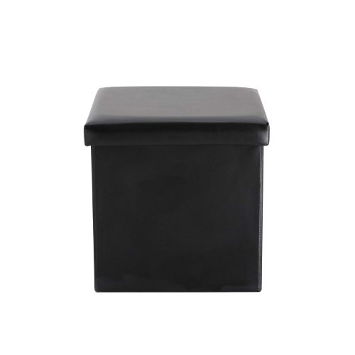  Circlelink NB Liner Square Storage Ottoman Small Cube Footrest Stool Seat Faux Leather Toy Chest Black 15X15X15 (Grey 2 Pack, Fabric)