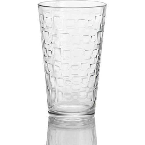 Circleware 40206 Blocks Set of 10 Highball Tumbler Drinking Glasses, Heavy Base Ice Tea Beverage Cups Glassware for Water, Beer, Juice 15.7 oz 10pc