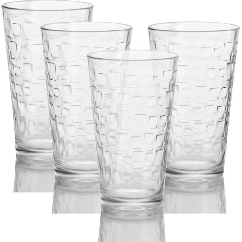  Circleware 40206 Blocks Set of 10 Highball Tumbler Drinking Glasses, Heavy Base Ice Tea Beverage Cups Glassware for Water, Beer, Juice 15.7 oz 10pc